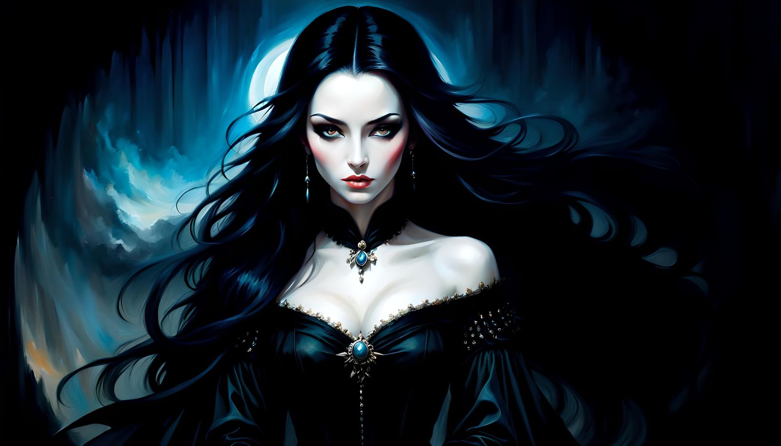 Gothic Woman Portrait in Digital Painting Style