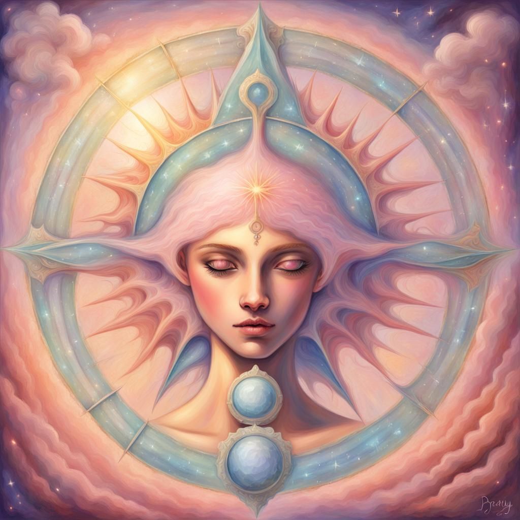 Fantasy Art Cancer Astrological Sign in Pastel Colors