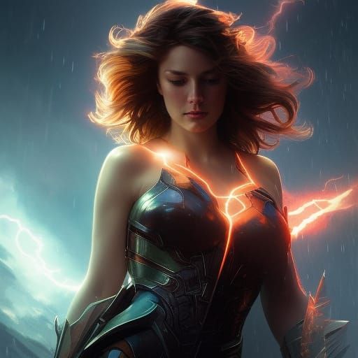 Glowing Storm Portrait with Dynamic Lighting