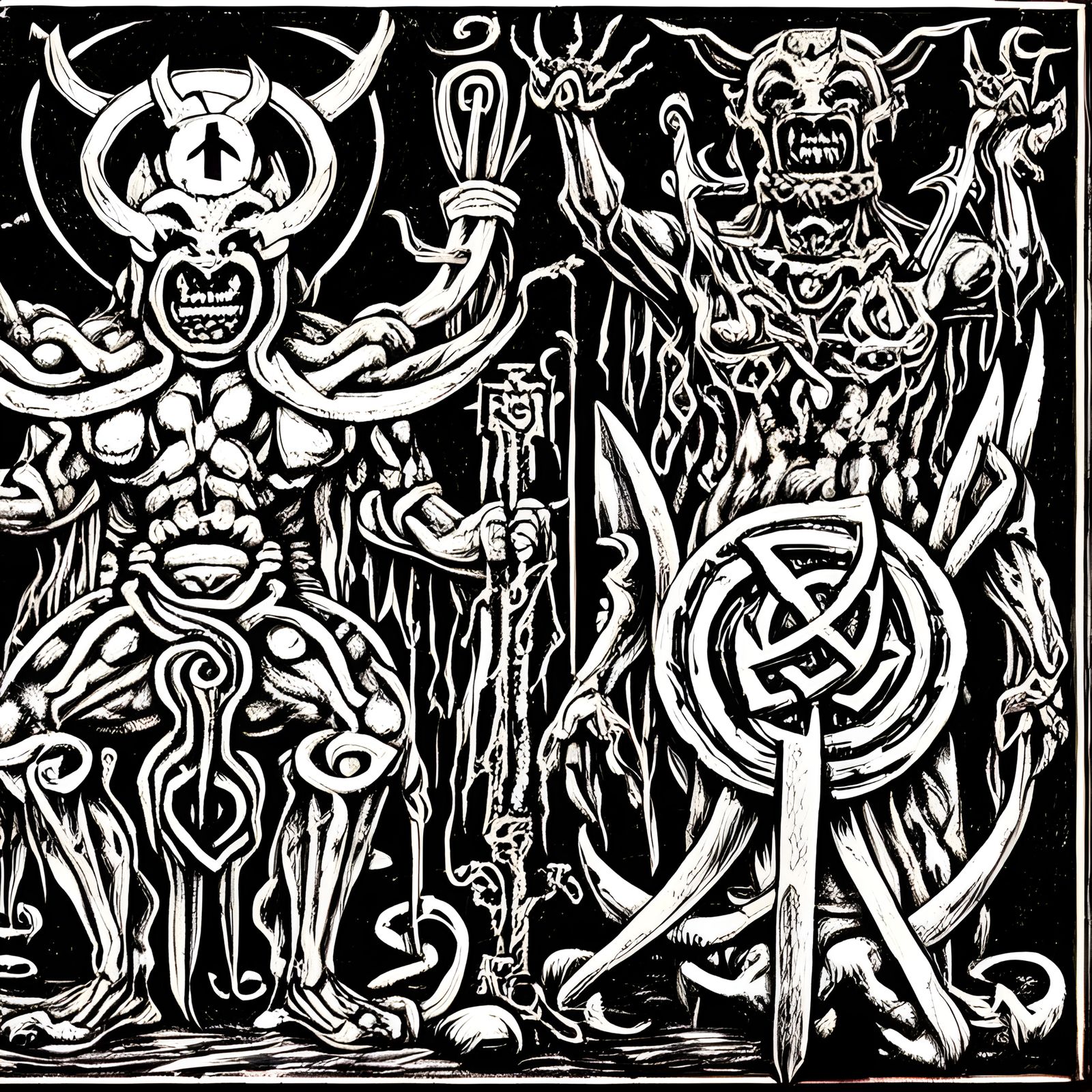 Ancient Demonic Temple with Hyperdetailed Sigils