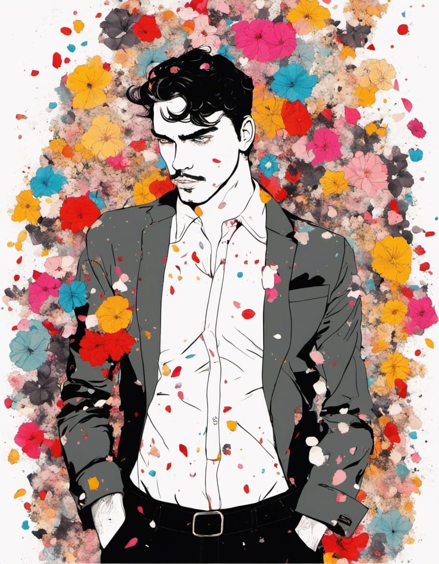 Polychromatic Male Figure in Emo Gothic Style