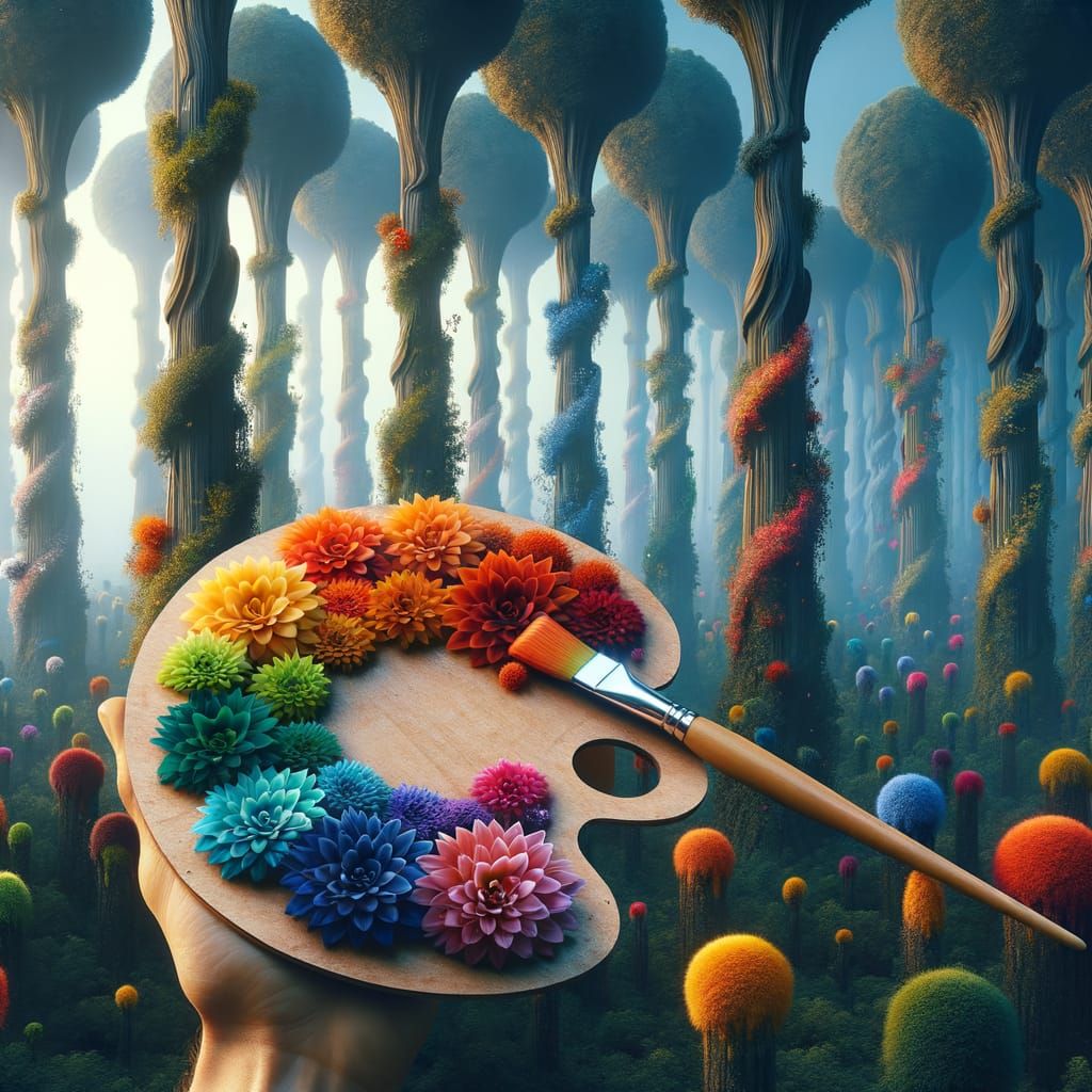 Surreal Flower Palette in Forest of Brushes