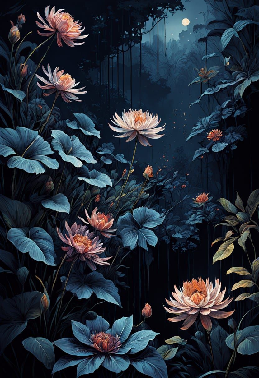 Dreamy Floral Watercolor with Volumetric Lighting