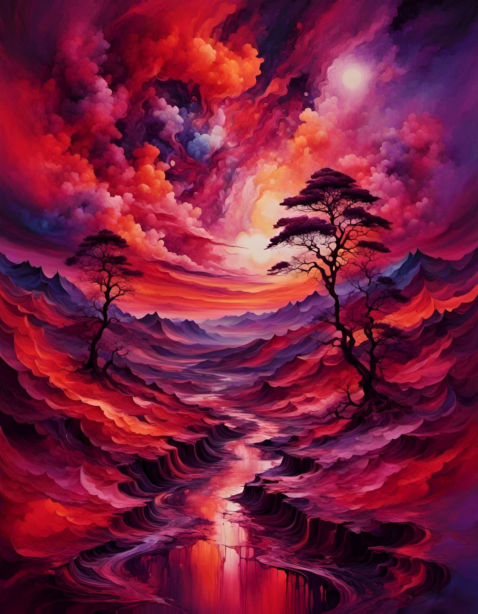 Surreal Landscape in Liquid Abstract Style