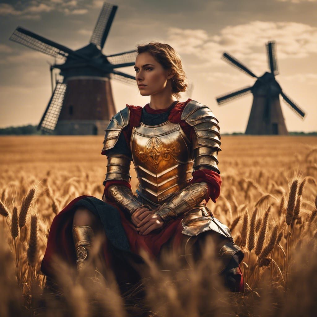 Roman Maiden in Golden Wheat Field