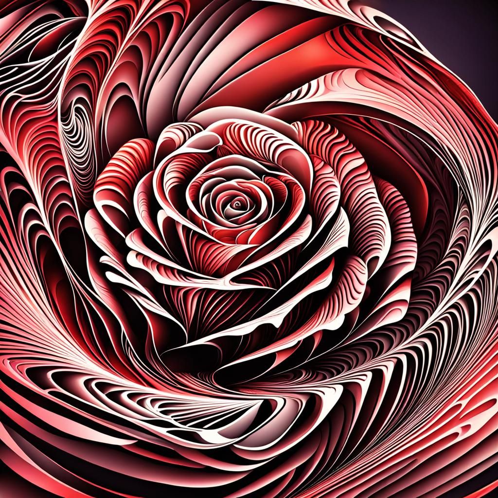 Abstract Fractal Rose with 3D Shading