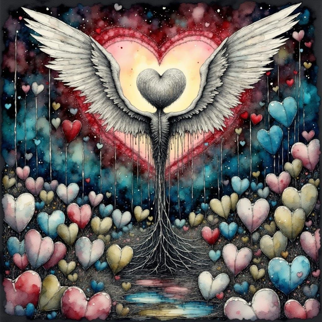 Surreal Gothic Valentine's Day Scenes in Whimsical Childlike...