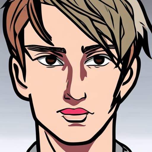 Pop Art Portrait of October Man in Manga Style