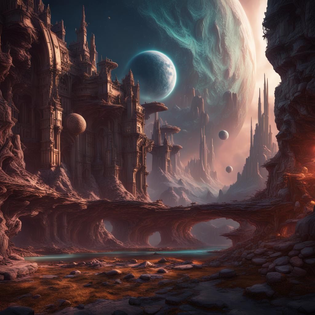Fantastical Space View in Detailed Matte Painting