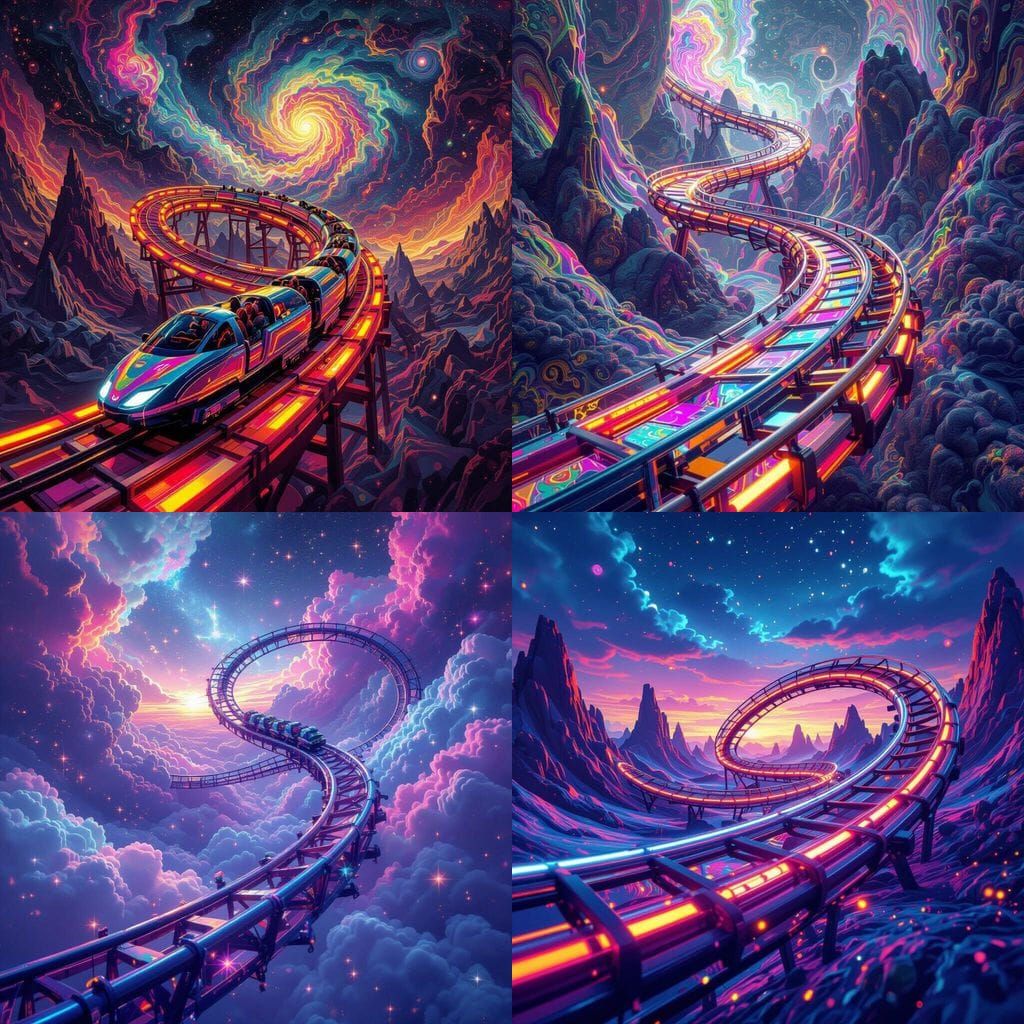 Psychedelic Roller Coaster Track in 3D