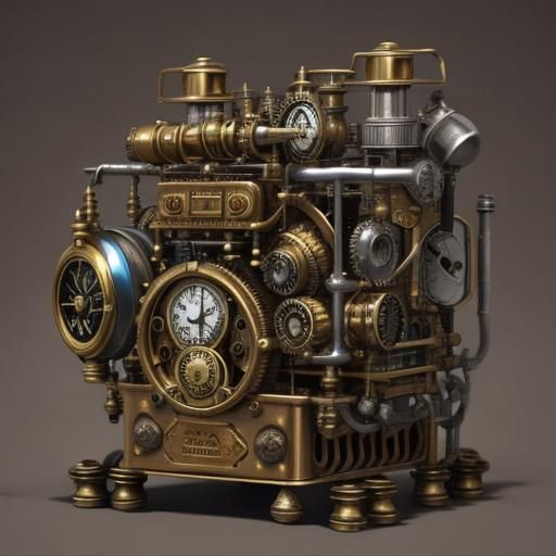 Detailed Steampunk Engine Illustration
