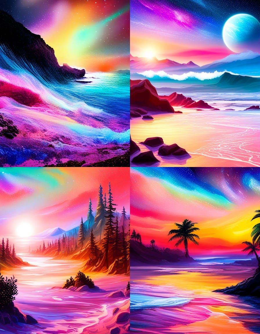 Cosmic beach landscape