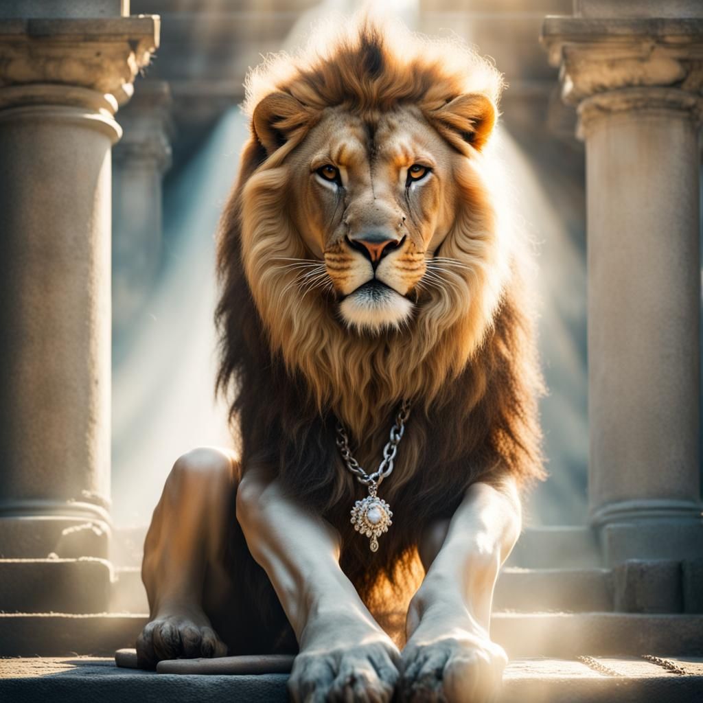 Chained Lion, Stone Path, and Beautiful Bride