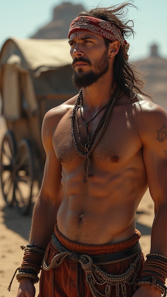 Handsome Gypsy Man in Digital Art Style