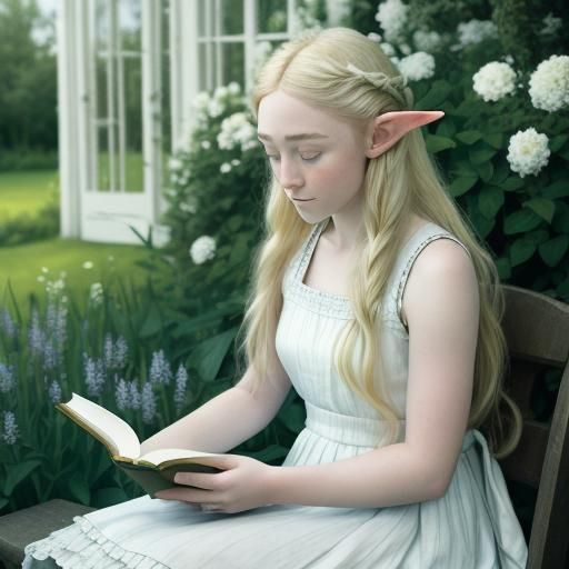 Saoirse Ronan as Elf Reading in Garden