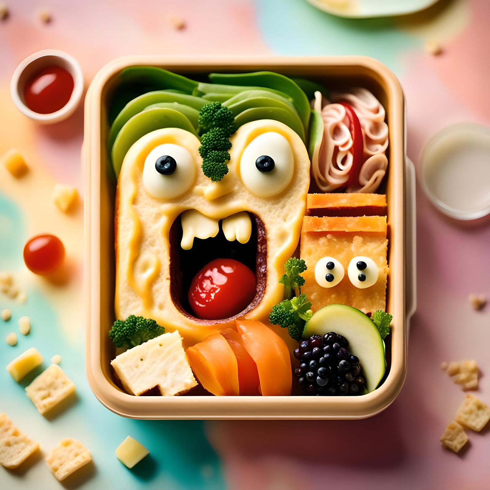 Edvard Munch's The Scream in Bento Box Style