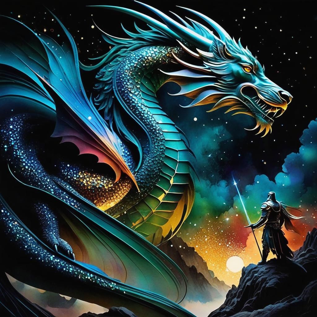 Dreamy Watercolor Image with Glittering Colors