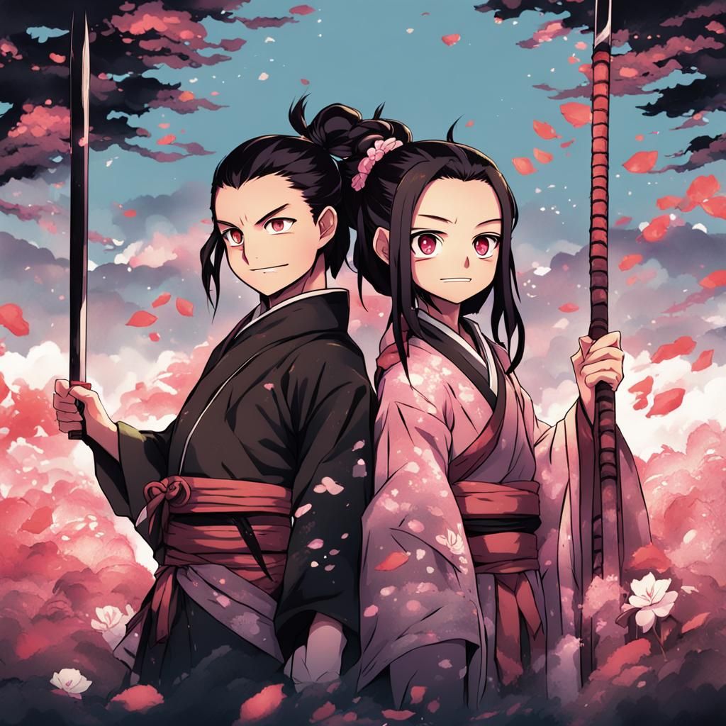 Anime Siblings in Japanese Manga Style