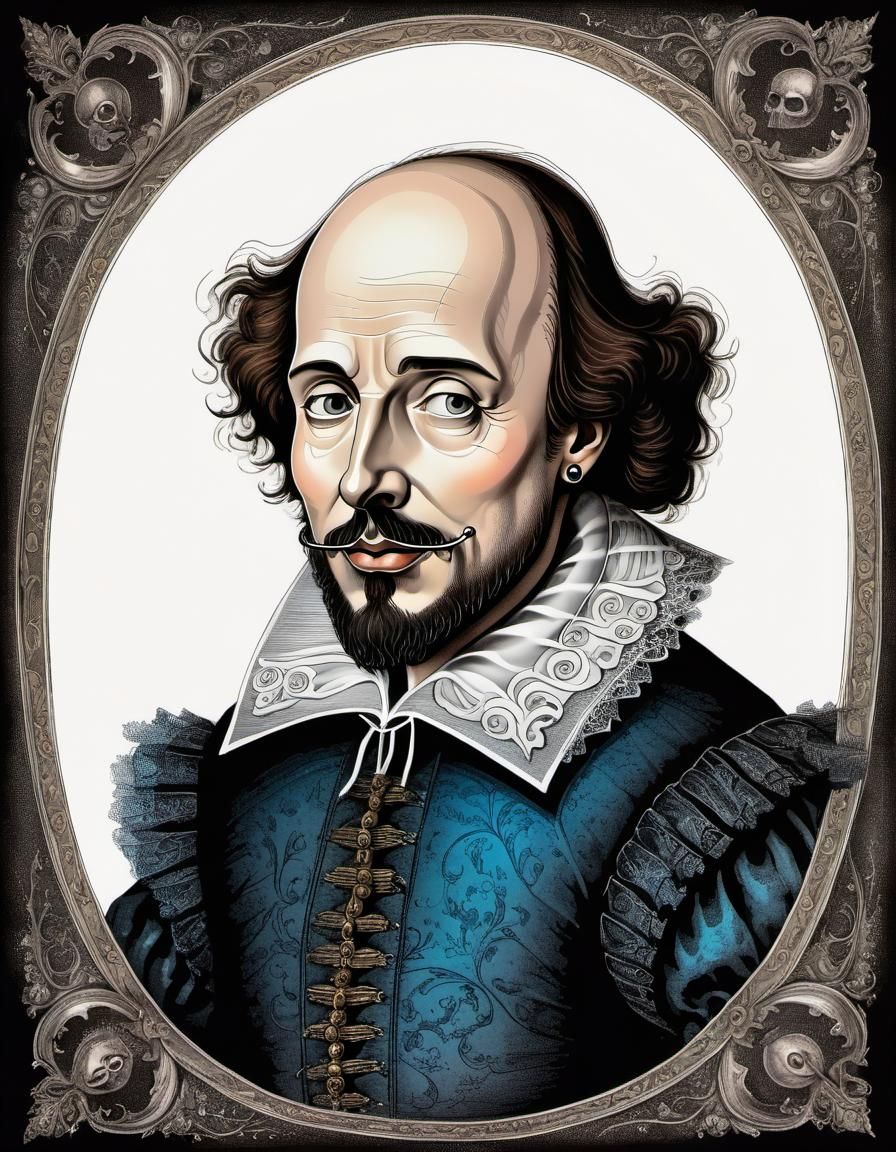 William Shakespeare. Lithography. In the style of Gustave Do...