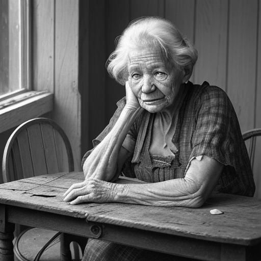 Contemplative Old Woman: Vintage Photography Portrait