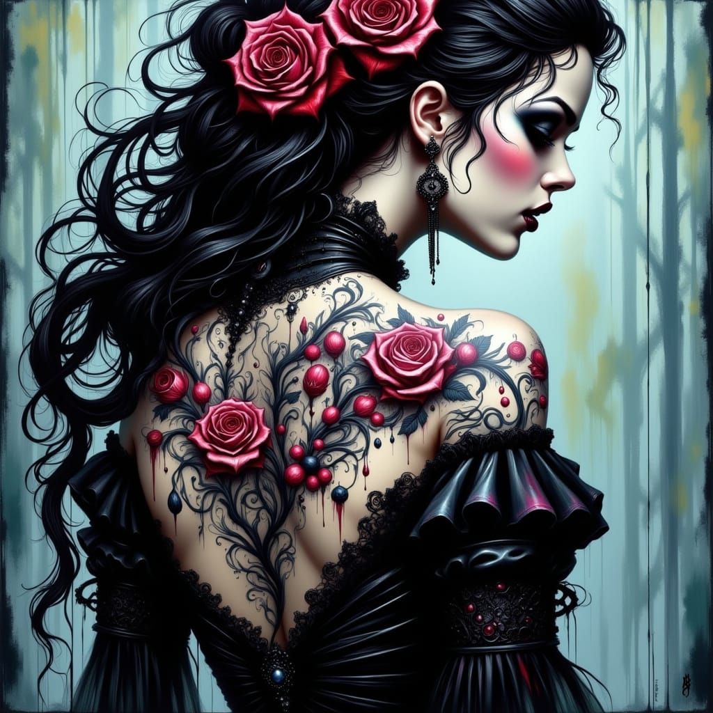 Goth Snow White with 7 Dwarves Tattoo in High Definition Dis...