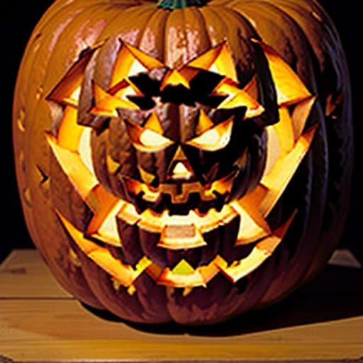 Cactus Jack O Lantern Carved into Orange Pumpkin