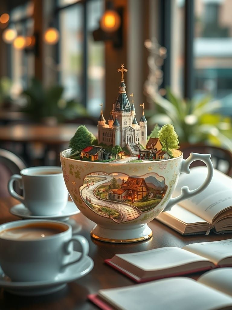 Miniature Kingdom Inside Heavenly Teacup, Tilt-Shift