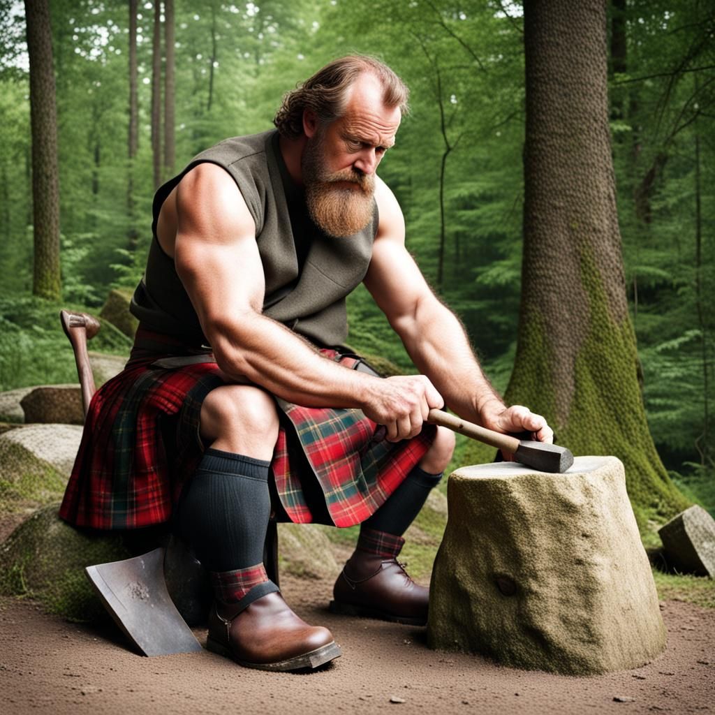 Scottish Highlander Sharpening Axe with Grindstone