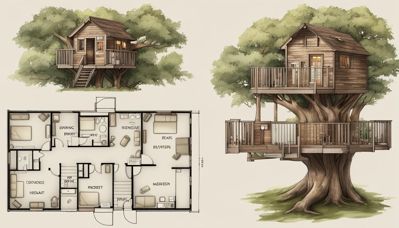 Realistic Treehouse Floor Plan Render