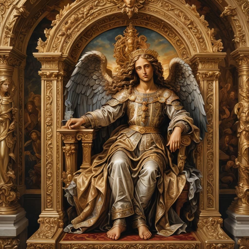 Majestic Angel on Throne in Renaissance Style