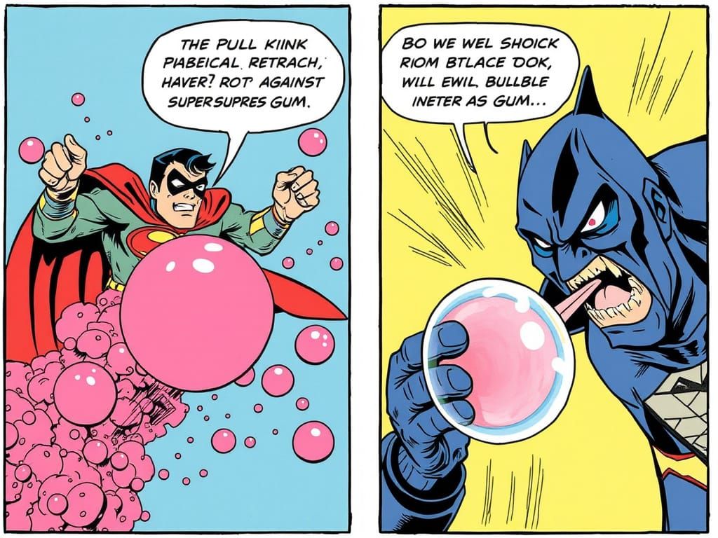 Retro Superhero Caught in Sticky Situation