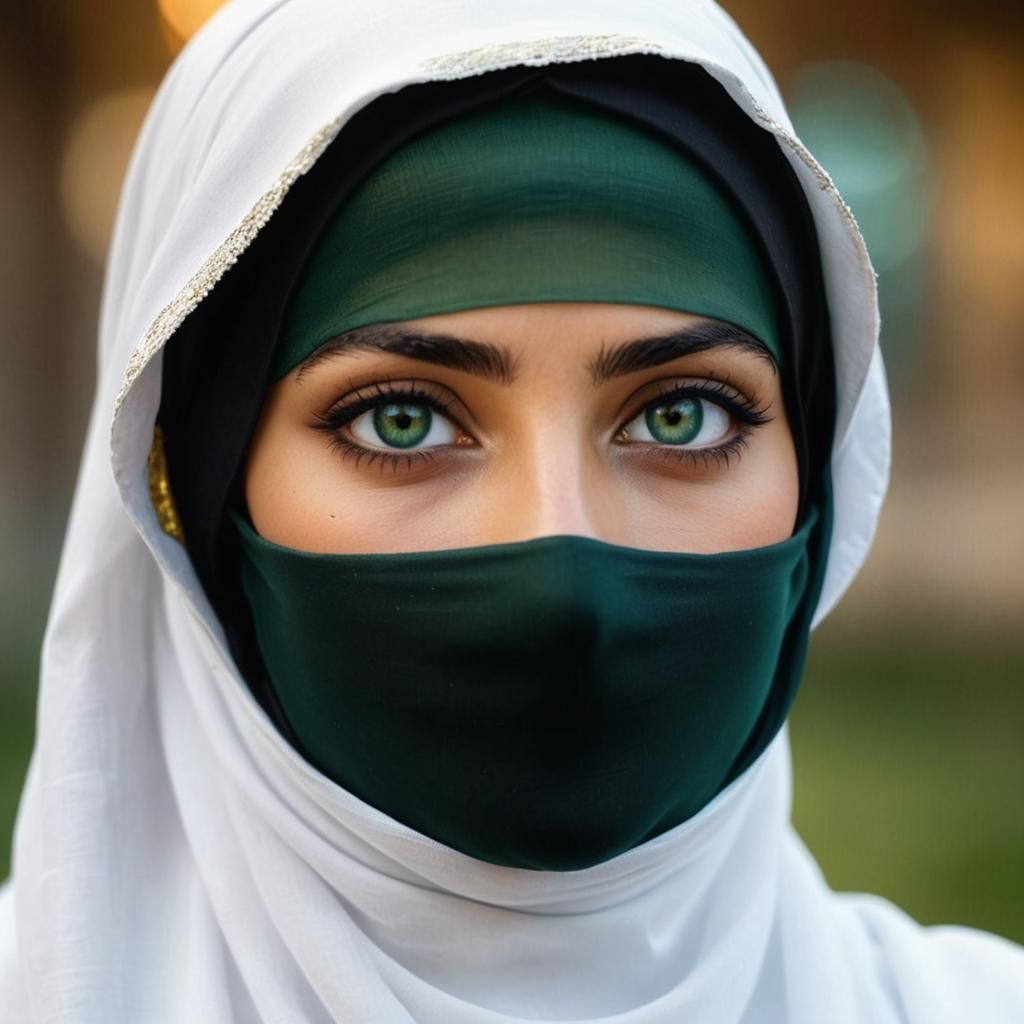 Arabic Woman with Heterochromia and Golden Niqab