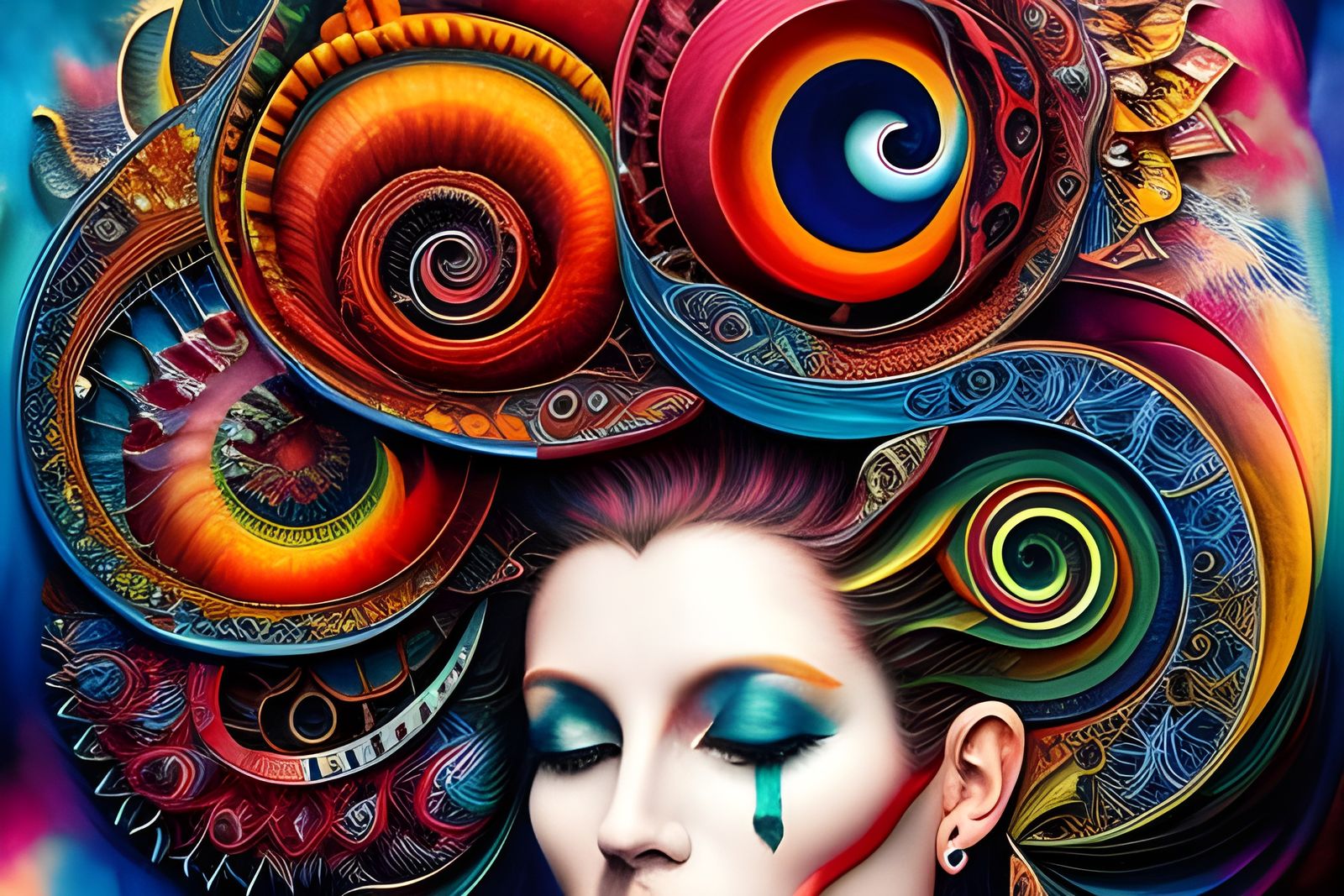 Deconstructed Human Brain with Colorful Ink Flow