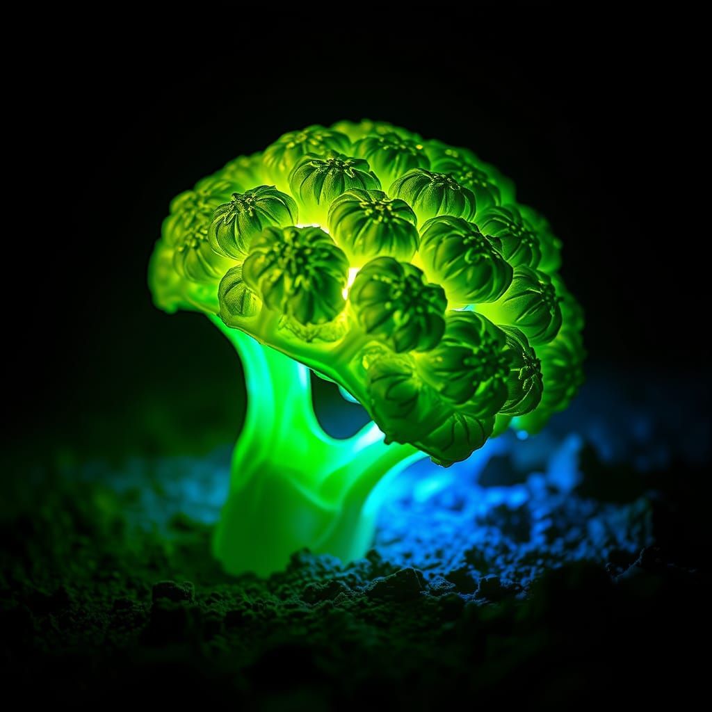 Ethereal Broccoli Lamp Radiating Light