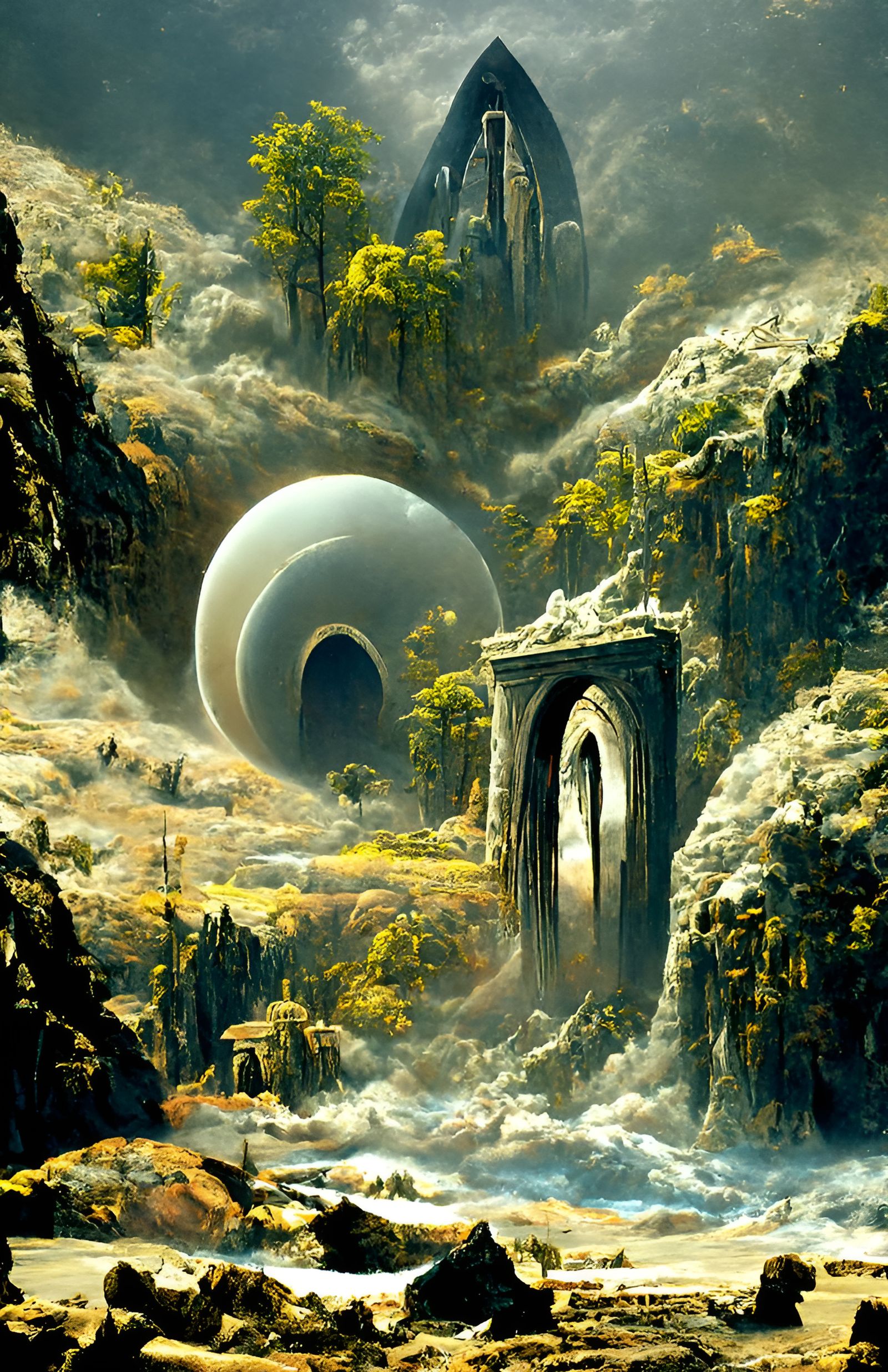 Stargate to Metallic Alien World Concept Art