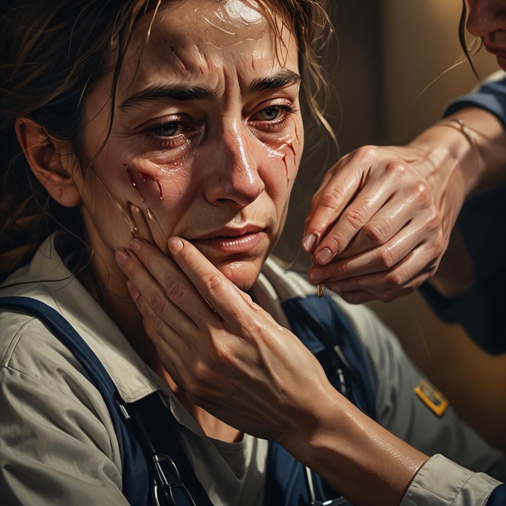 Heart-wrenching EMT Portrait in Dramatic Lighting