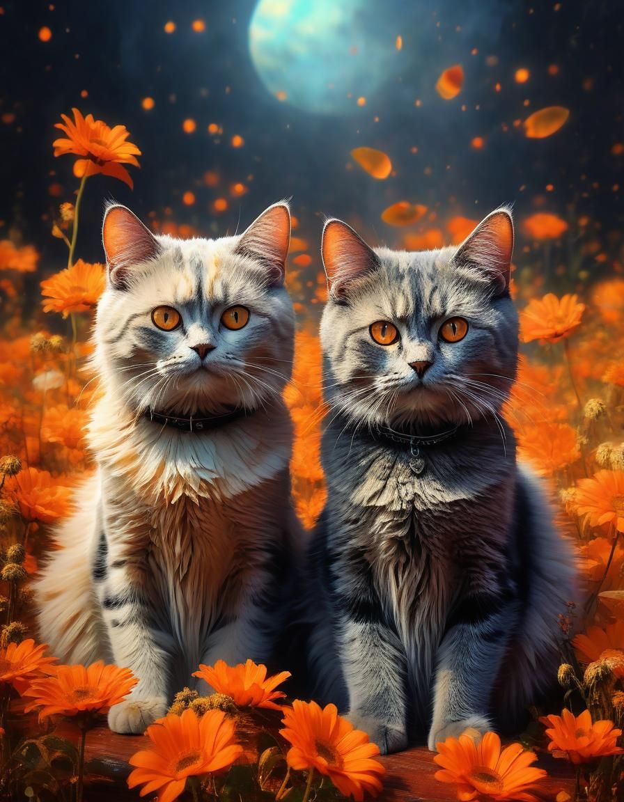 Octoberfest Cats in Ethereal Abstract Art Style