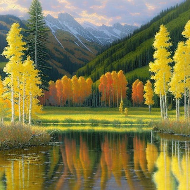 Autumn Reflections Landscape in Painterly Style