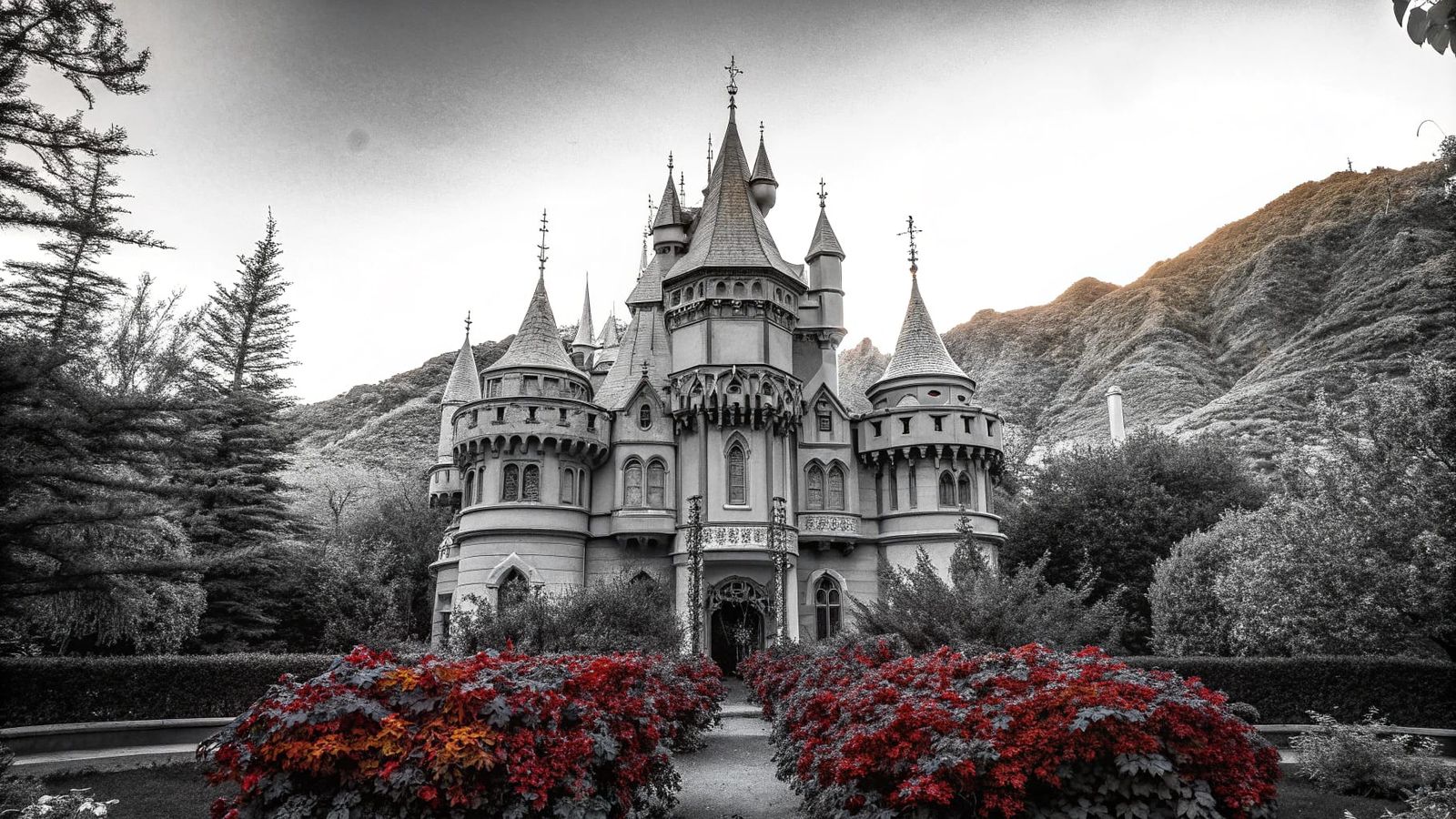 Majestic Castle in Vibrant Autumn Landscape