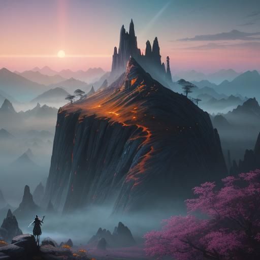 Orphaned Warrior in Mystical Landscape Concept Art