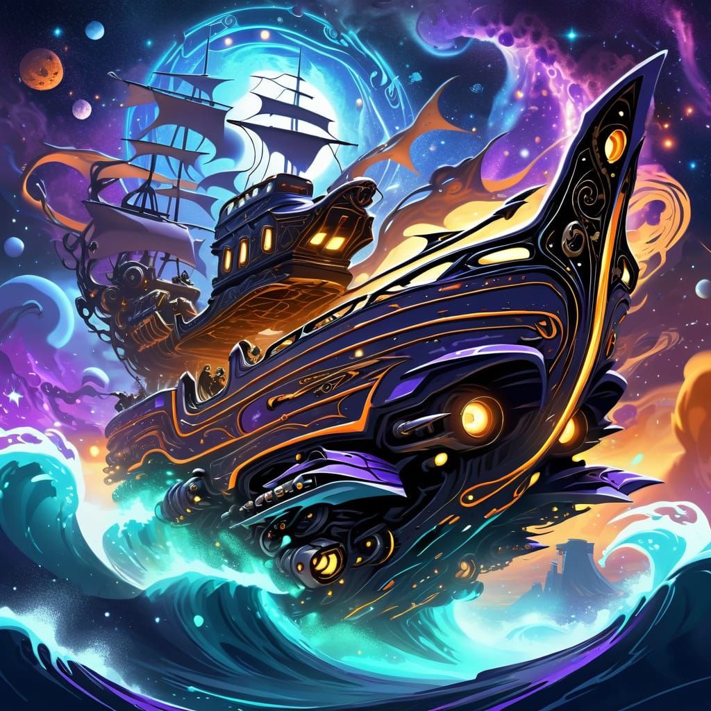 Ghostly Pirate Ship Transforms into Futuristic Race Car