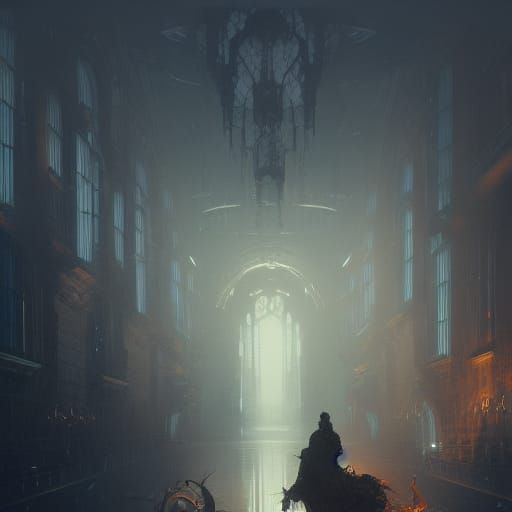 Dark Fantasy Concept Art in Purple and Yellow