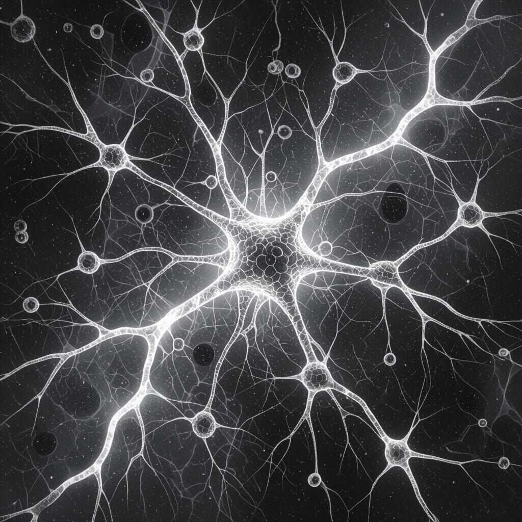 Neural Pathways and Synapses in Black and White Brain
