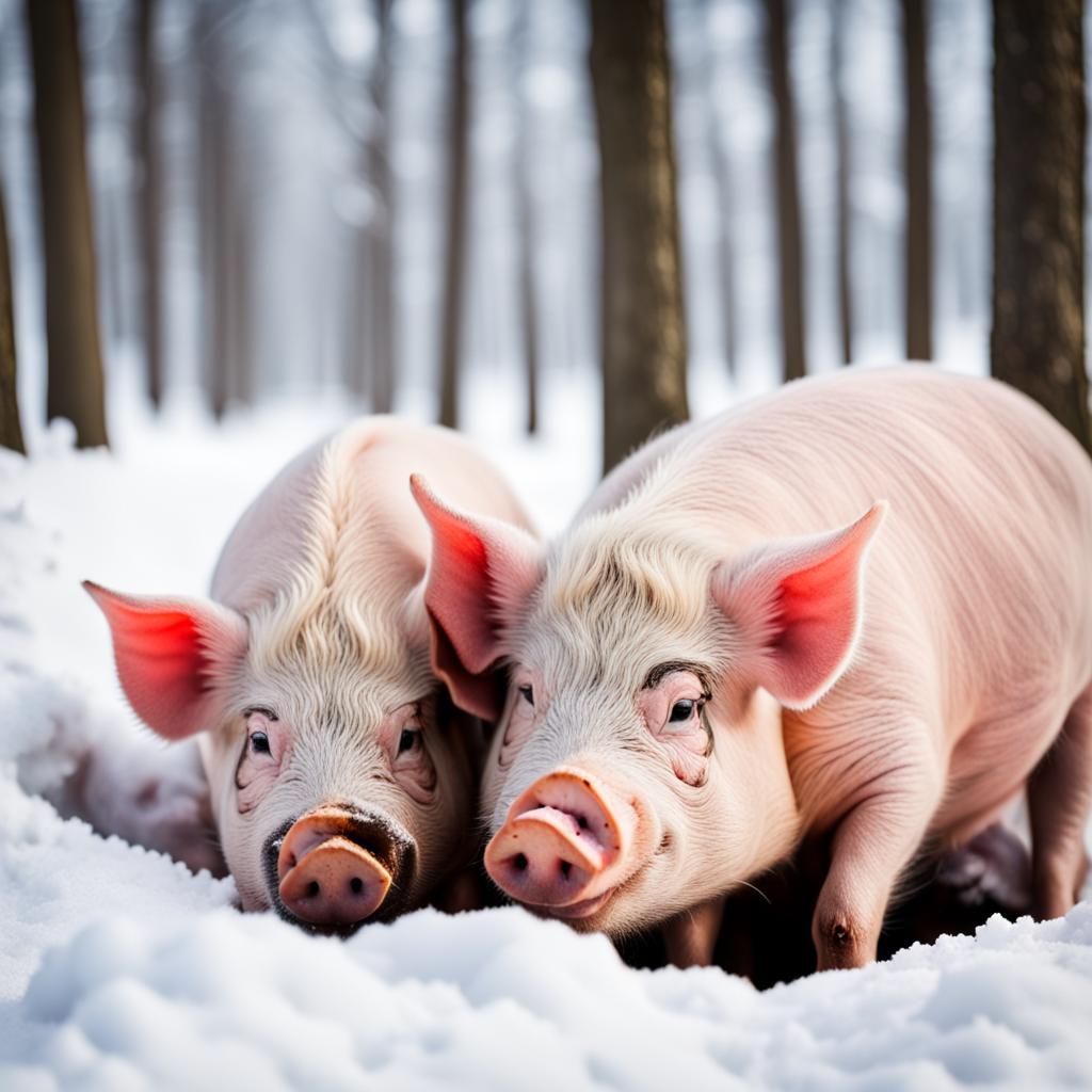 Pigs Buried in Snow: Professional Photography