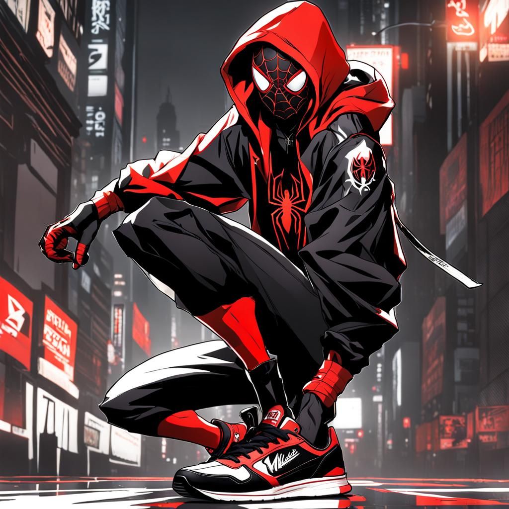Miles Morales Spider-Man Concept Art in Anime Style
