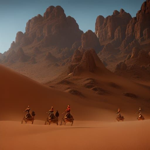 Desert Trek: A Fantastical Matte Painting