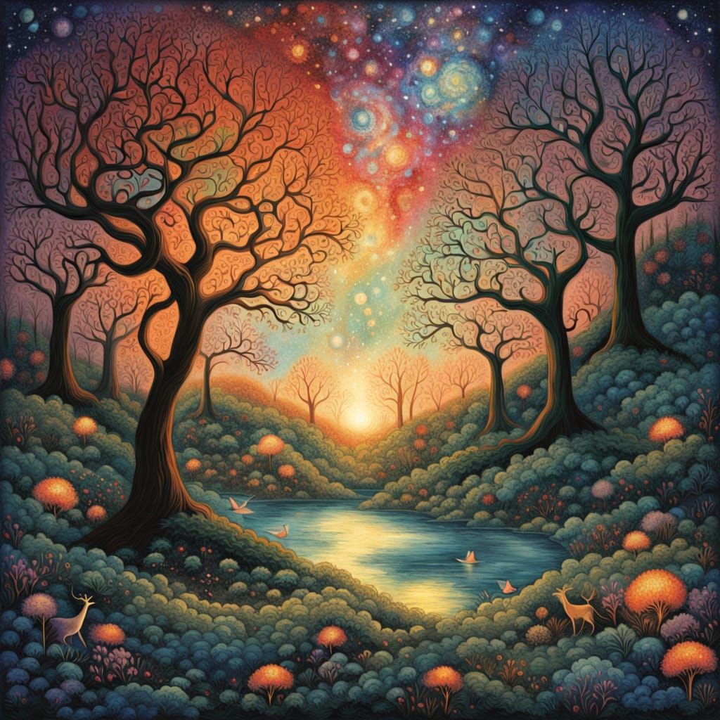 Vibrant Digital Collage Art of Interconnected Consciousness