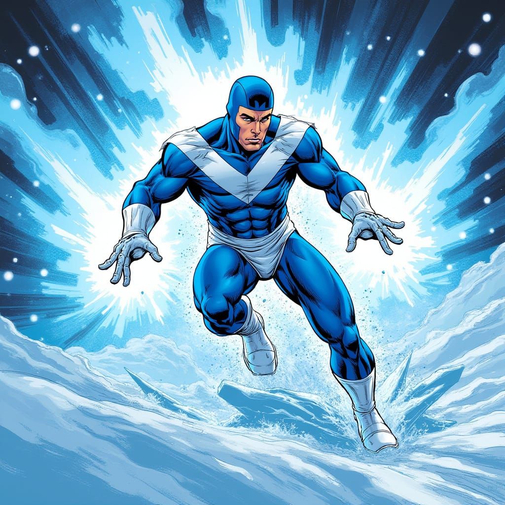 Iceman Unleashes Ice Blasts in Classic Comic Style