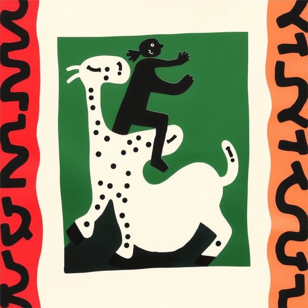 Bold Paper Collage Art in Haring and Douglas Style