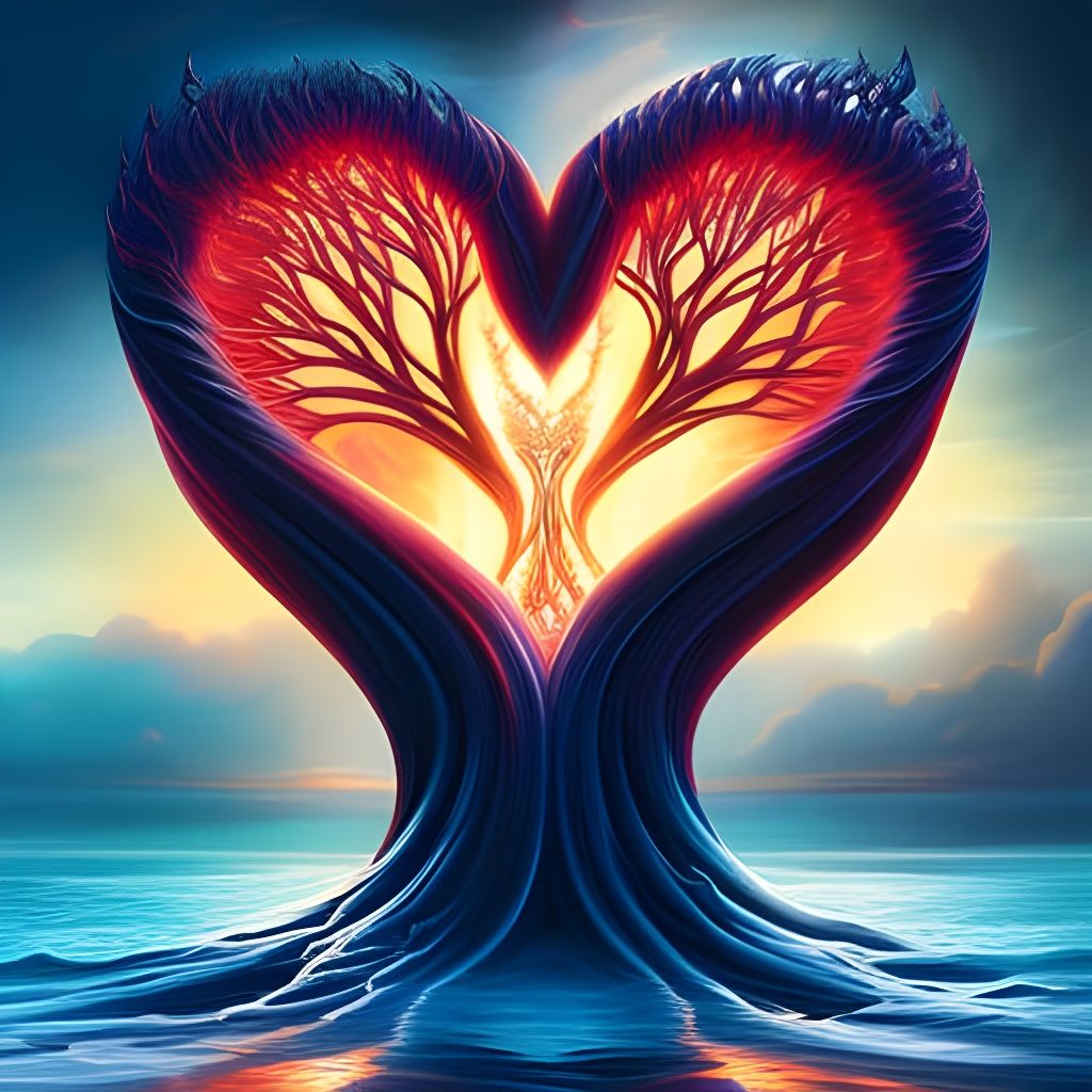 Flaming Heart Tree of Life in Ocean